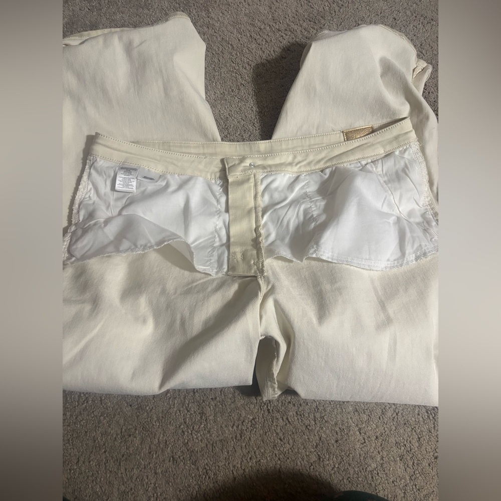 Anne Klein Pants Women White Cream Gold Button AK High Rise Trouser Size 16 - Picture 14 of 16